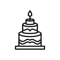cumpleaños pastel línea icono diseño vector