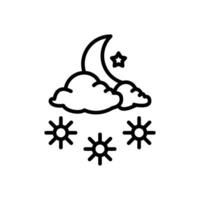 noche nieve línea icono diseño vector