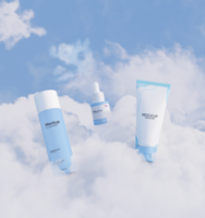 Cosmetic product above the cloud mockup psd