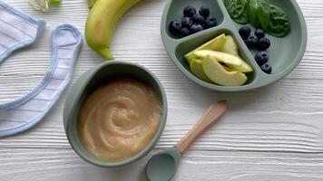 Healthy baby food in bowl video