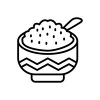 Rice Bowl Line Icon Design vector