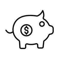 Piggy Bank Line Icon Design vector