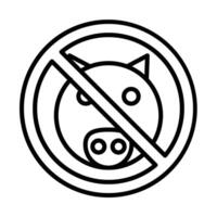 No pig Line Icon Design vector