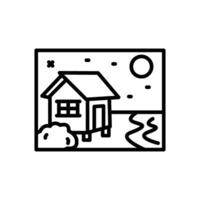 Beach House Line Icon Design vector