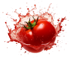 tomato in water splat on transparent background png