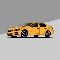 ilustración de un sedán coche con un de moda amarillo color vector