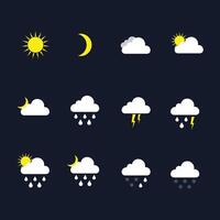 Set of forecast weather icons flat vector