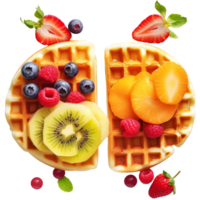 Waffel mit Obst isoliert auf transparent Hintergrund png