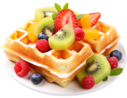 waffle with fruit isolated on transparent background png