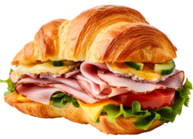 croissant sanwich isolated on transparent background png