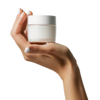 hands holding skincare cream isolated on transparent background png