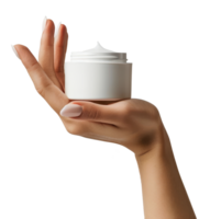 hands holding skincare cream isolated on transparent background png