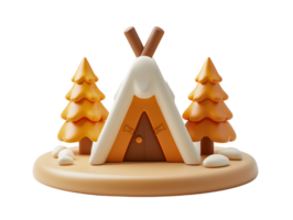 3d illustration de camp avec pin des arbres, Orange Couleur png