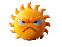 3d character hot angry sun sweating png