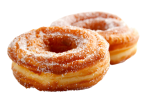 proche en haut photo de Donut avec en poudre sucre png