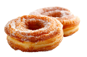 cerca arriba foto de rosquilla con en polvo azúcar png