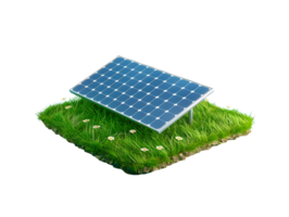 solaire panneaux sur herbe, isométrique 3d illustration png