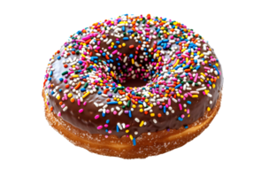 Single Chocolate Donut with Rainbow Sprinkles png