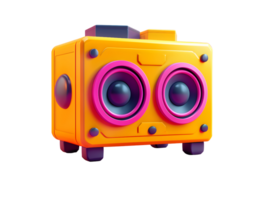 3d illustration of yellow and pink speaker box png
