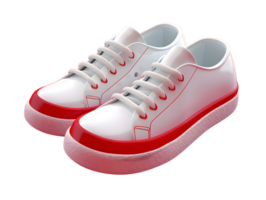 3d illustration of white sneaker with red lines png