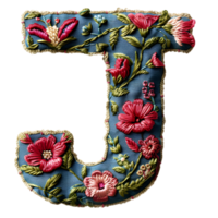 DIY Monogram Embroidery Letter J Design png