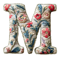 Creative Stitching Letter M Embroidery Style png