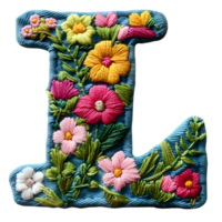 Embroidery Letter L Design Artistic Stitches png