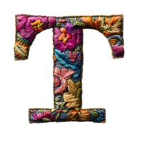 Artistic Letter T Embroidery Pattern png