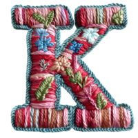 Letter K Embroidery Craft Floral Patterned Creative Stitches png