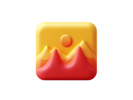 red mountain with hot sun 3d element png