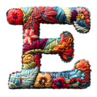 Letter E Embroidery Craft Floral Patterned Creative Stitches png