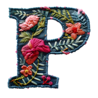 Crafted Letter P Embroidery Art Creative Stitches png