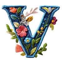 Creative Letter V Embroidery Artwork png