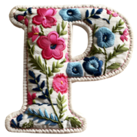 Creative Letter P Embroidery Artistry png