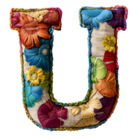 Letter U Embroidered Alphabet pattern png