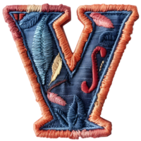 Artful Letter V Embroidery Craft png