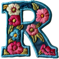 lettre r broderie artisanat floral à motifs Créatif des points de suture png