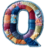 Unique Embroidery Stitches for Letter Q png