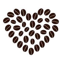 Abstract heart shaped coffee beans in trendy brown Coffee Day greetings design concept idea Sticker vector