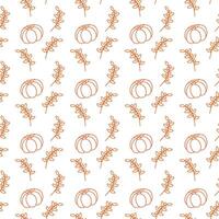 Outline drawing orange pumpkins and twigs Seamless pattern Abstract background texture or wallpaper Isolate EPS Wrapping, packing or greetings cards, posters, banners, brochures or web, price tag idea vector