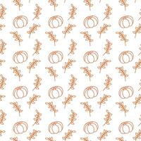 Outline drawing orange pumpkins and twigs Seamless pattern Abstract background texture or wallpaper Isolate EPS Wrapping, packing or greetings cards, posters, banners, brochures or web, price tag idea vector