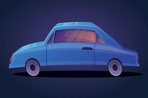 Funny blue retro sedan car. isolated cartoon children illustration. vector