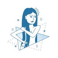 minimalista moderno hembra zodíaco firmar Virgo. astrología místico personaje estilizado ilustración en plano estilo vector