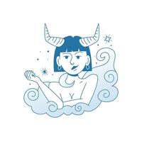 Minimalistic modern female zodiac sign Taurus. Astrology mystical character stylized illustration in flat style vector