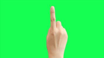 Hand on green background, green screen of hand video