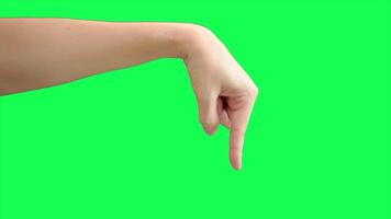 hand- Aan groen achtergrond, groen scherm van hand- video