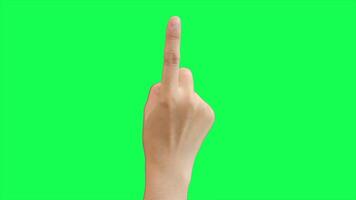 Hand on green background, green screen of hand video