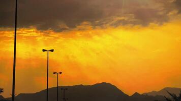 Spectacular red clouds in the sky during sunset. High quality 4k footage video