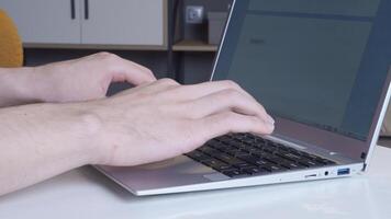 Man preparing text on laptop. video