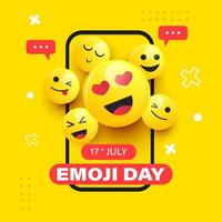 Emoji day illustration. Emoji and phone vector